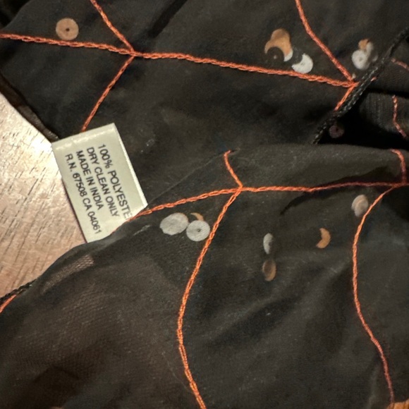 COLLECTION XIIX Black, Sheer Neck Scarf Halloween Spider Web Sequins 12”Wx56”L - Picture 7 of 8